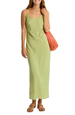 Sea Level Checkmate Cover-Up Maxi Slipdress in Olive