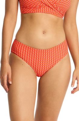 Sea Level Checkmate Mid Bikini Bottoms in Red