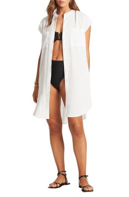 Sea Level Cotton Cover-Up Shirtdress in White