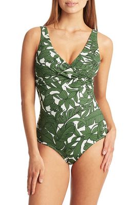 Sea Level Cross Front Multi Fit One-Piece Swimsuit in Olive