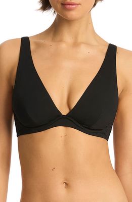 Sea Level Essentials Longline Triangle Bikini Top in Black