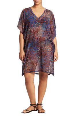 Sea Level Mesh Cover-Up Caftan in Blue