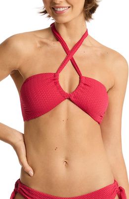 Sea Level Nouveau Halter Bikini Top in Raspberry