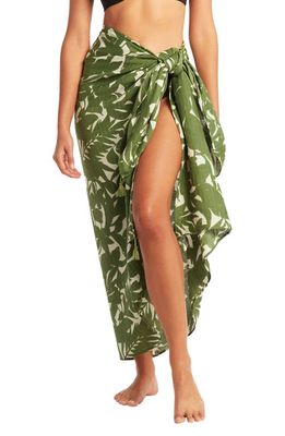Sea Level Retreat Cover-Up Sarong in Olive