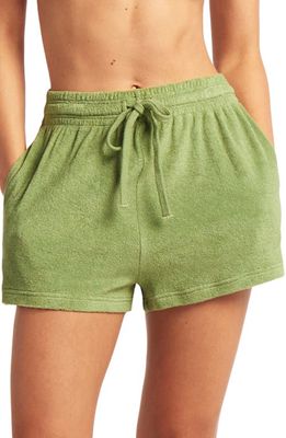 Sea Level Safter Terry Knit Cover-Up Shorts in Olive
