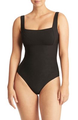 Sea Level Spinnaker Square Neck Underwire One-Piece Swimsuit in Black
