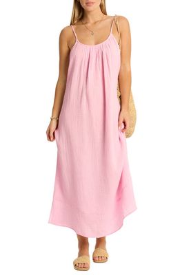 Sea Level Sunset Cotton Cover-Up Sundress in Pink