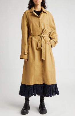 Sea Maeve Eyelet Detail Cotton Trench Coat in Multi