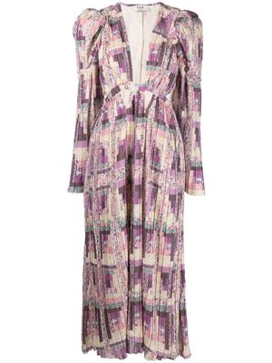 Sea Naya patchwork-print long dress - Purple
