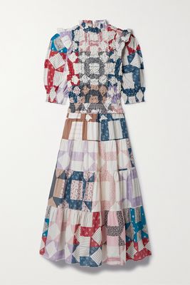 Sea - Nohr Smocked Printed Cotton-poplin Midi Dress - Ivory