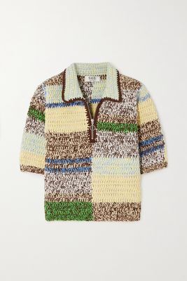 Sea - Paige Crochet-knit Polo Sweater - Yellow