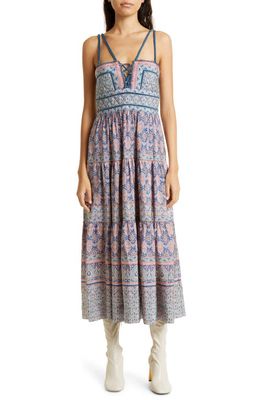 Sea Parker Mixed Paisley Cotton Sundress in Blue Lilac