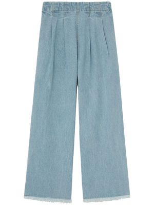 Sea pleat-detail wide-leg jeans - Blue