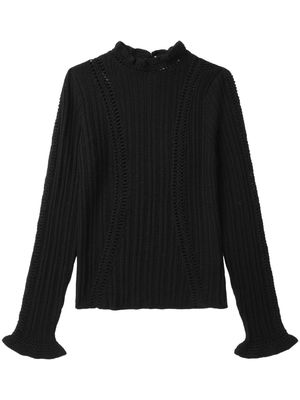 Sea Riva crochet-detailing wool jumper - Black
