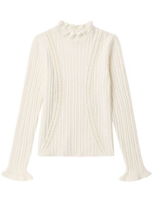 Sea Riva crochet-detailing wool jumper - White