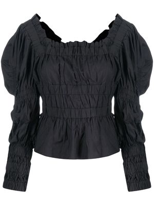 Sea ruched-detail V-back blouse - Black