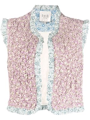 Sea ruched floral gilet - Neutrals