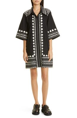 Sea Ryleigh Embroidered Cotton Shirtdress in Black