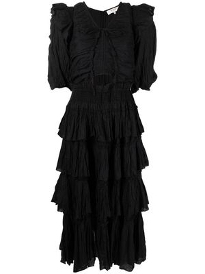 Sea short-sleeve tiered dress - Black