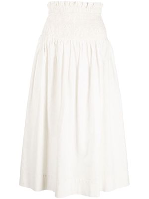 Sea smocked-waist cotton skirt - White