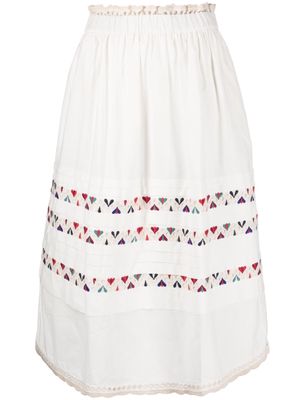Sea stripe-pattern midi skirt - Neutrals