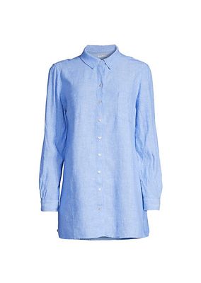 Sea View Linen Button-Front Cover-Up