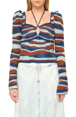 Sea Wavy Crochet Wool Sweater in Multi