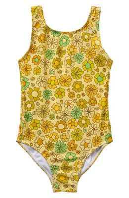 SEAESTA SURF Kids' Floral One-Piece Swimsuit in Yellow