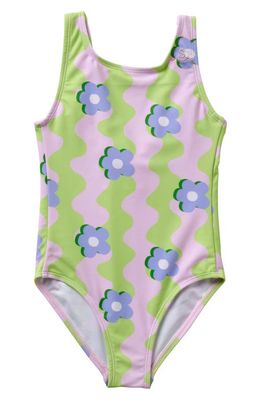 SEAESTA SURF Kids' Waivy Daisy One-Piece Swimsuit in Purple Multi