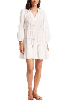 Seafolly Beach Edit Embroidery Tiered Cover-Up Dress in White