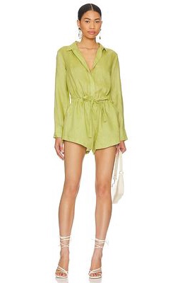 Seafolly Linen Playsuit in Green