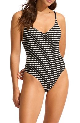 Seafolly Mesh Effect One-Piece Swimsuit in Black