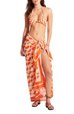 Seafolly Modern Take Cotton Cover-Up Pareo in Mandarin