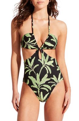 Seafolly Palm Paradise Ruched One-Piece Swimsuit in Black