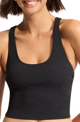 Seafolly Sea Dive Action Back Tankini Top in Black