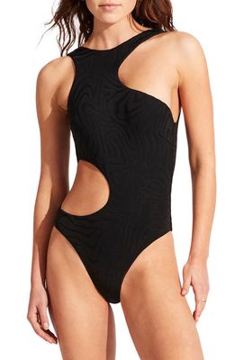 Seafolly Second Wave Cutout One-Piece Swimsuit in Black