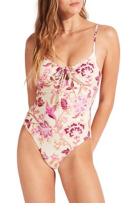 Seafolly Silk Road Paisley Keyhole One-Piece Swimsuit in Parfait Pink