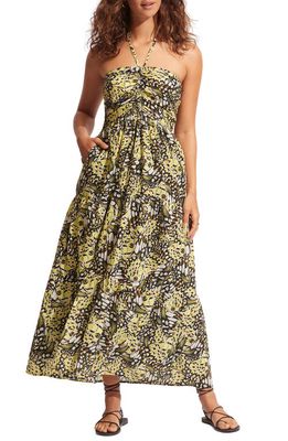 Seafolly Take Flight Tiered Cover-Up Maxi Dress in Wild Lime