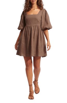 Seafolly Women's Beach Edit Shoreline Linen Cover-Up Dress in Chocolate