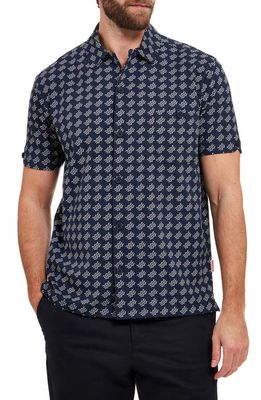 Sealskinz Walsoken Short Sleeve Knit Button-Up Shirt in Navy 