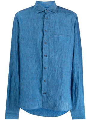 Sease crease-effect linen shirt - Blue
