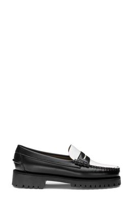 Sebago Dan Lug Waterproof Platform Loafer in Black/White