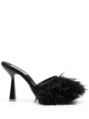 Sebastian Milano feather-trim heeled mules - Black