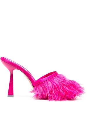 Sebastian Milano feather-trim heeled mules - Pink