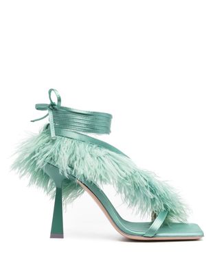 Sebastian Milano Marie A. 110mm feather-trim sandals - Green