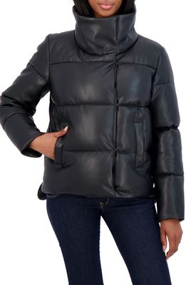 Sebby Snap Front Puffer Jacket in Black