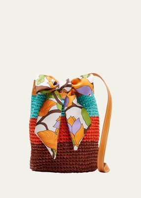 Secchiello Striped Raffia Bucket Bag