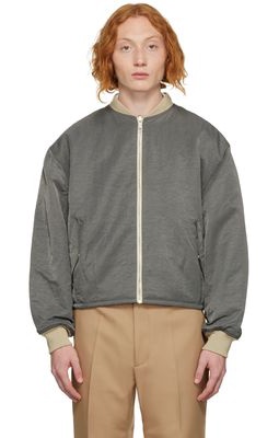 Second/Layer Gray Reversible Bomber Jacket