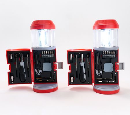 SecureBrite S/2 COB Lantern 15pc. Tool Tote w/ Flashlight