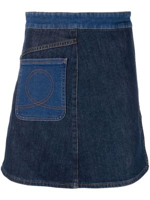See by Chloé patchwork-detail denim skirt - 4ZB - MULTICOLOR BLUE 2